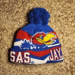 Kansas Jayhawks Knit Pom Pom Beanie Hat Adidas